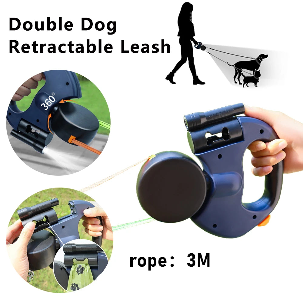 Auto Retractable Double-Ended Dog Leash