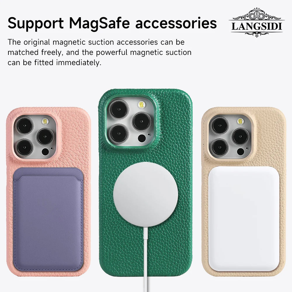 LANGSIDI Genuine Leather iPhone Case